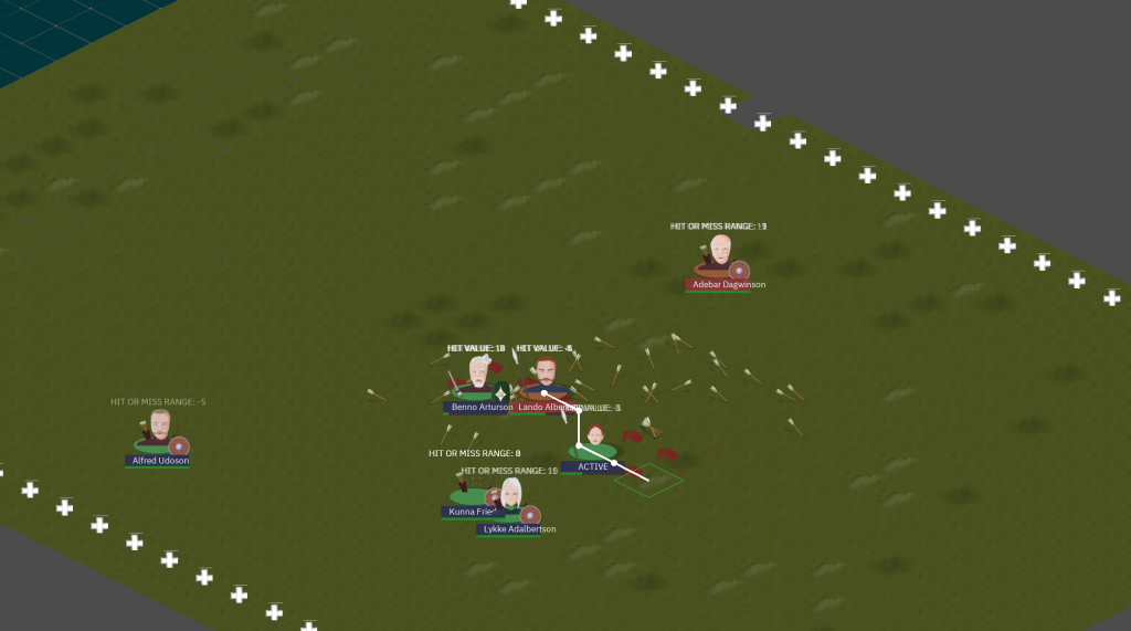 After some rounds, the player has taken control of the battle. The base system is oriented on turnbased games like Battle Brother.